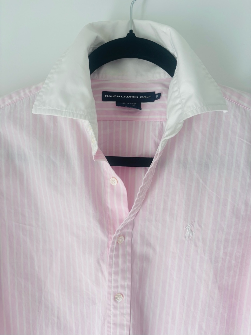 Ralph Lauren Pink Striped Dress Shirt with White Trim